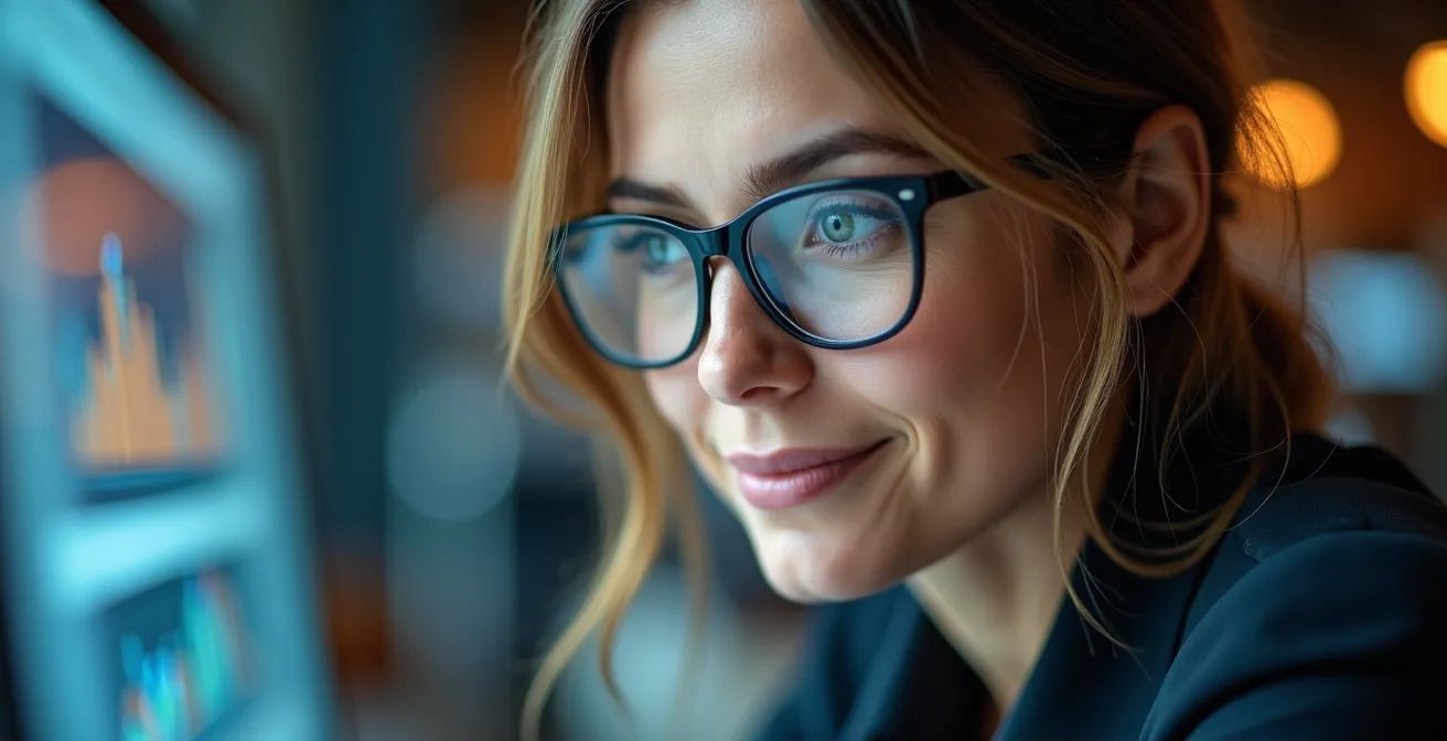 Professionnelle analysant des données d'absence avec stratégie et perspicacité analytique