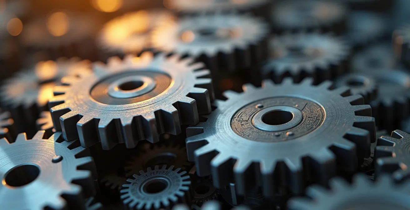 Engrenages de précision représentant l'intégration fluide des processus automatisés